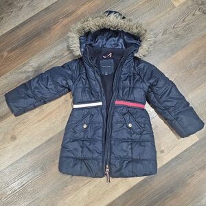 Tommy Hilfiger Navy Kids Jacket with Fur Trim